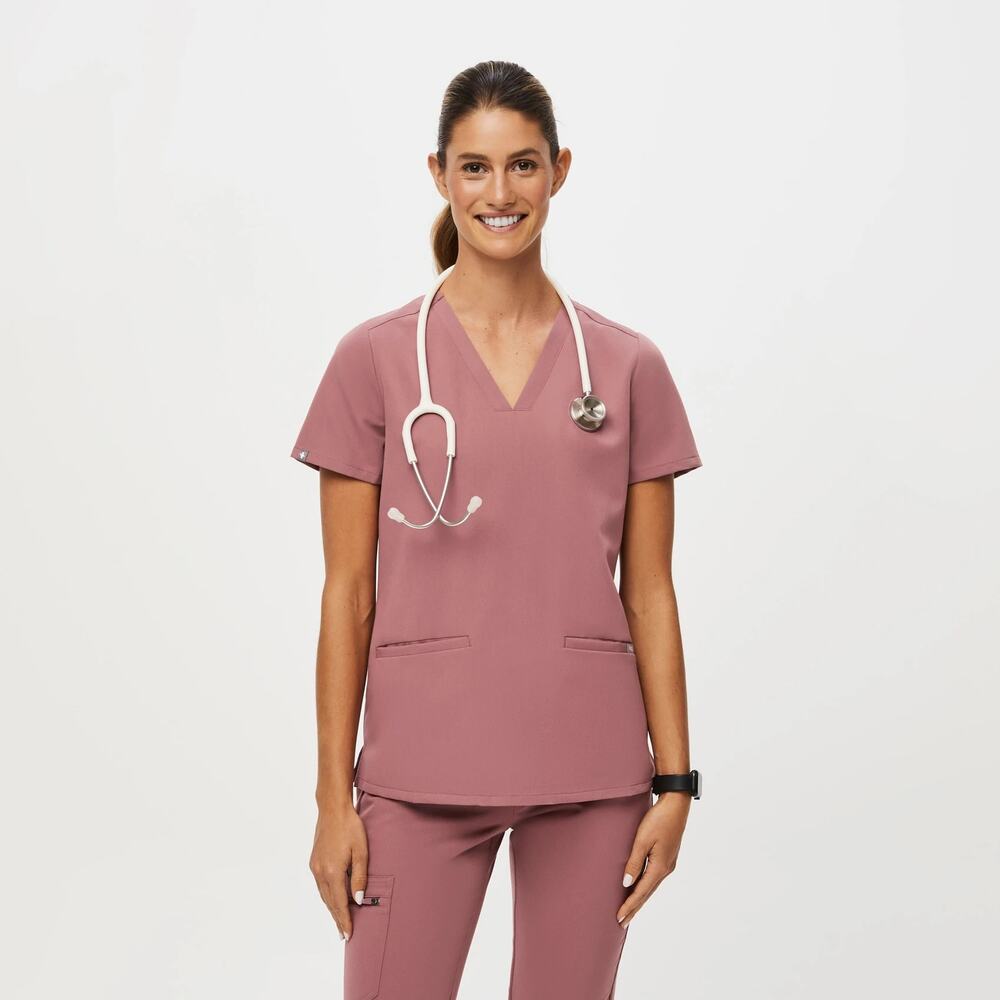 FIGS Casma Scrub Top Mauve Women’s Size XS